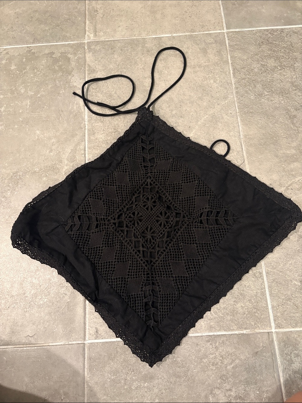 Abercrombie & Fitch Black Crochet Halter Crop Top